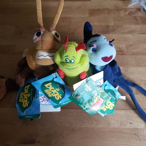 Disney A Bug's Life Plush Trio - Brown, Green, Blue - Picture 1 of 14